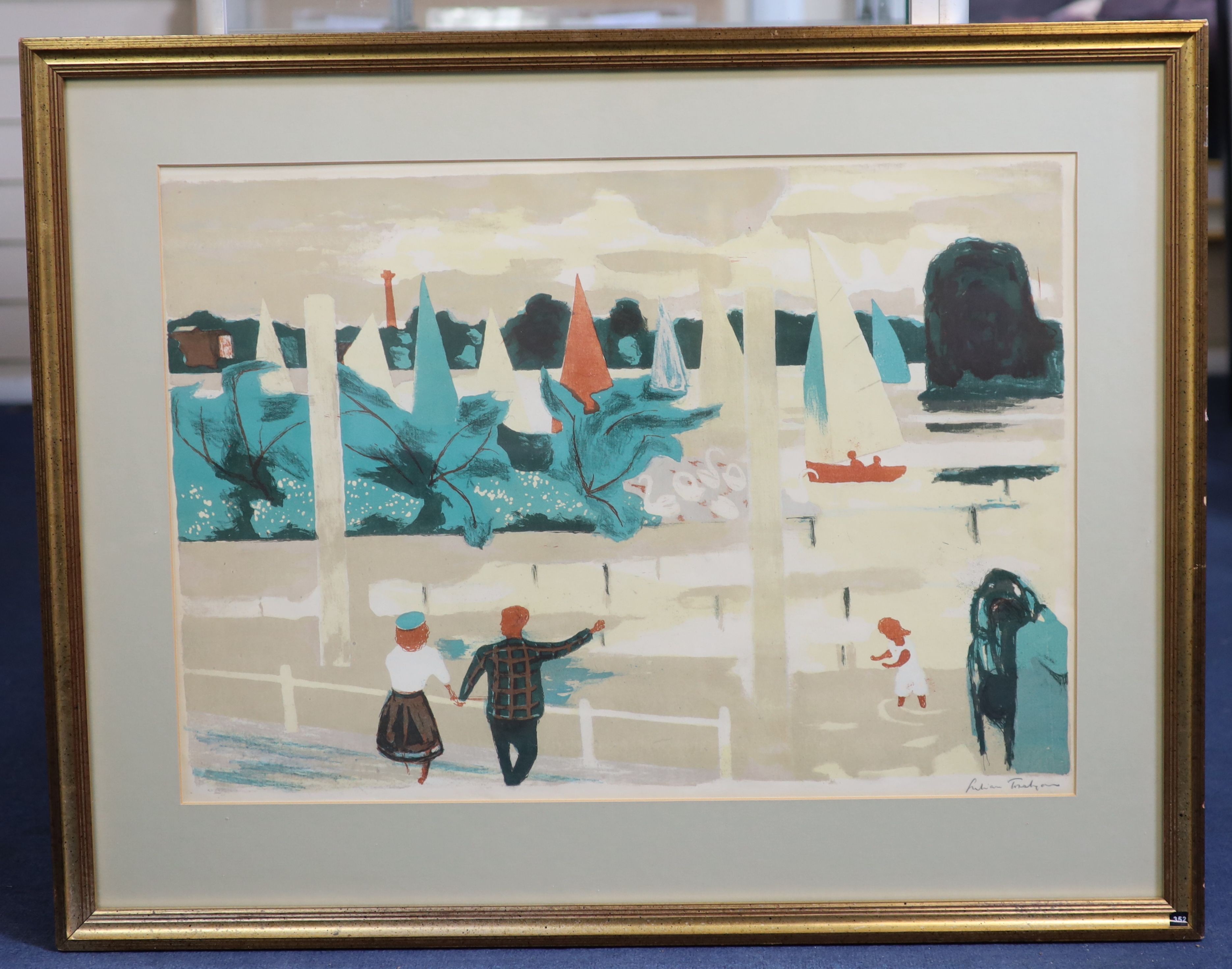 Julian Trevelyan (1910–1988), Thames Regatta, lithograph printed in colours, 1951, 50 x 71cm